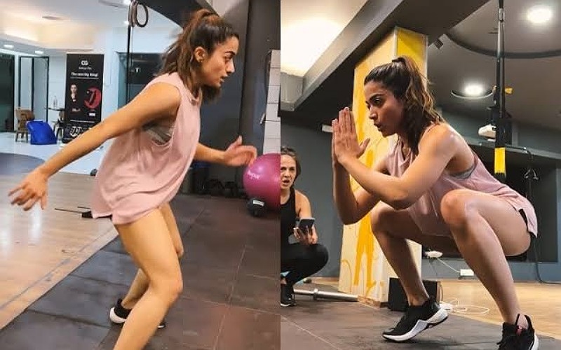 Rashmika Mandanna is giving fitness goal by lifting 70 kg weight