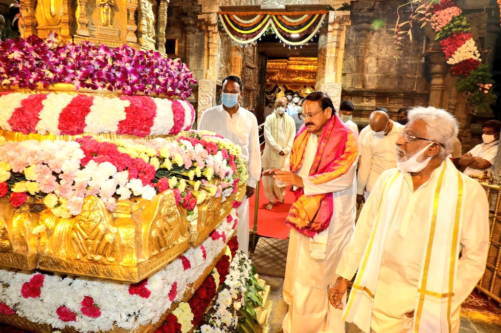 Vice President visits Tirumala temple, stresses need to protect Indian culture