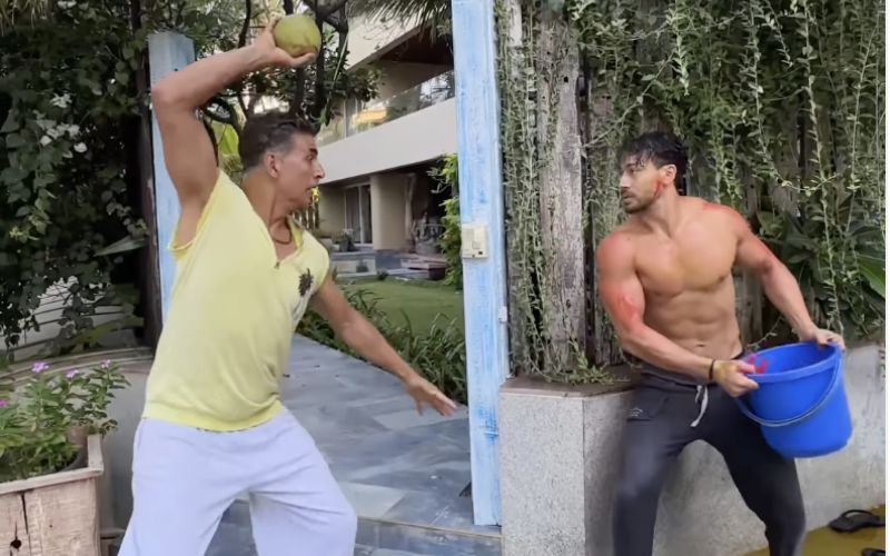 Tiger Shroff plays Holi prank on Akshay Kumar, Video Goes Viral
