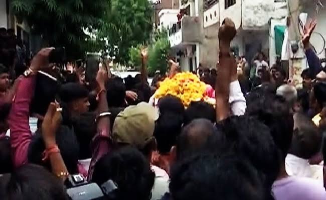 Udaipur Murder: People gathered in Kanhaiyalal's funeral procession