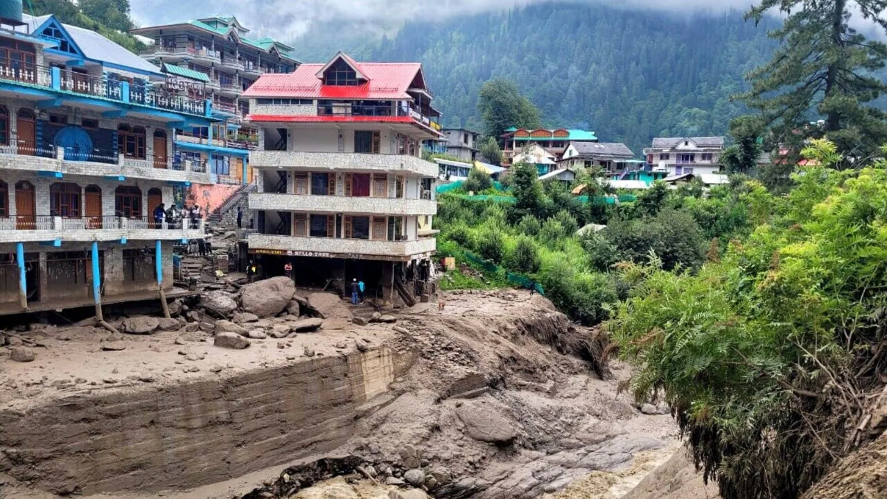 Flash Flood in Himachal Pradesh’s Kullu Destroys Footbridge and Shops