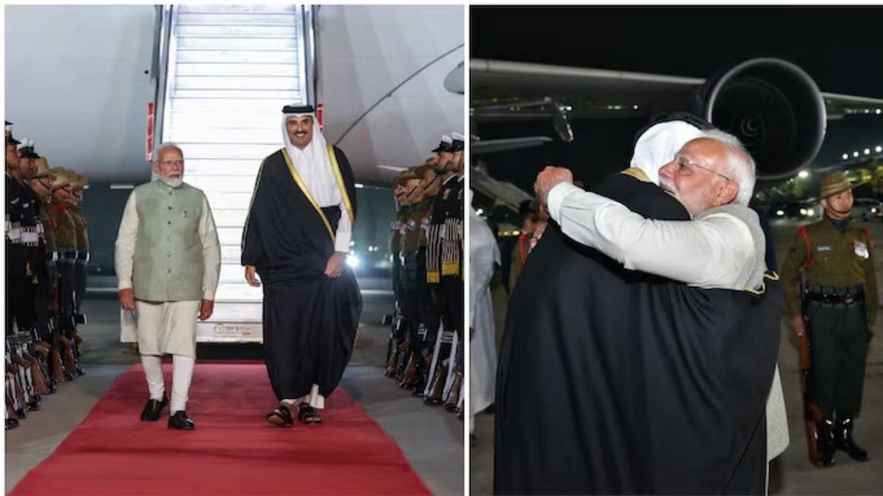 PM Modi Welcomes Qatar Amir at Delhi Airport in Special Gesture | Watch Video