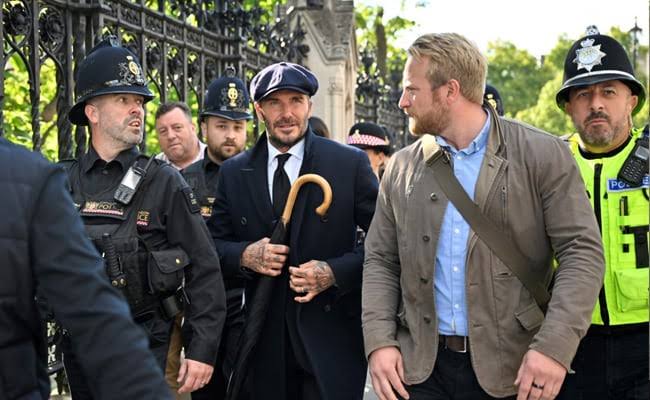 World News : Football star Beckham also appeared in line of thousands for the last glimpse of Queen Elizabeth II