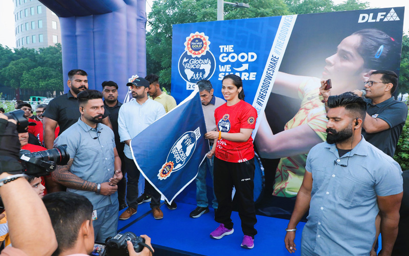 Saina Nehwal, in her role as the race ambassador, kicked off the Harvest Gold Global Race 2023