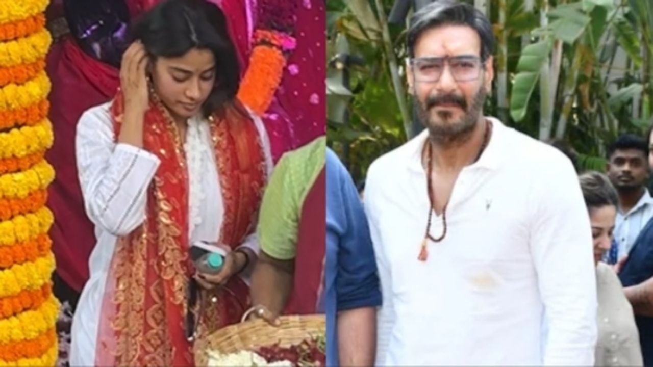 Janhvi Kapoor, Ajay Devgn Visit Mumbai’s Krishna Kali Temple, Offer Prayers — See Pics
