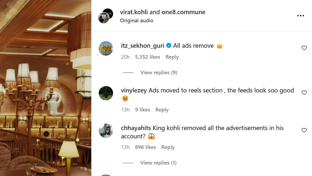 Virat Kohli Removes All Ads from His Instagram Timeline; Fans Praise ‘Feed Looks So Good’