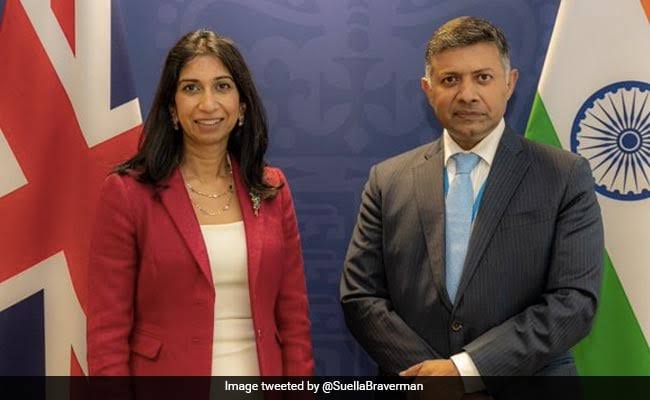 Britain's Home Minister Suella Braverman and the Indian High Commissioner met