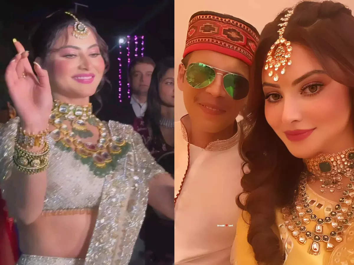 Urvashi Rautela reached brother's wedding: looked very beautiful in gray lehenga, danced vigorously in the procession