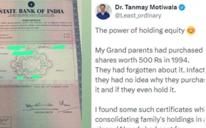 'The Power of Holding Equity,' Forgotten SBI Shares Bought for ₹500 in 1994