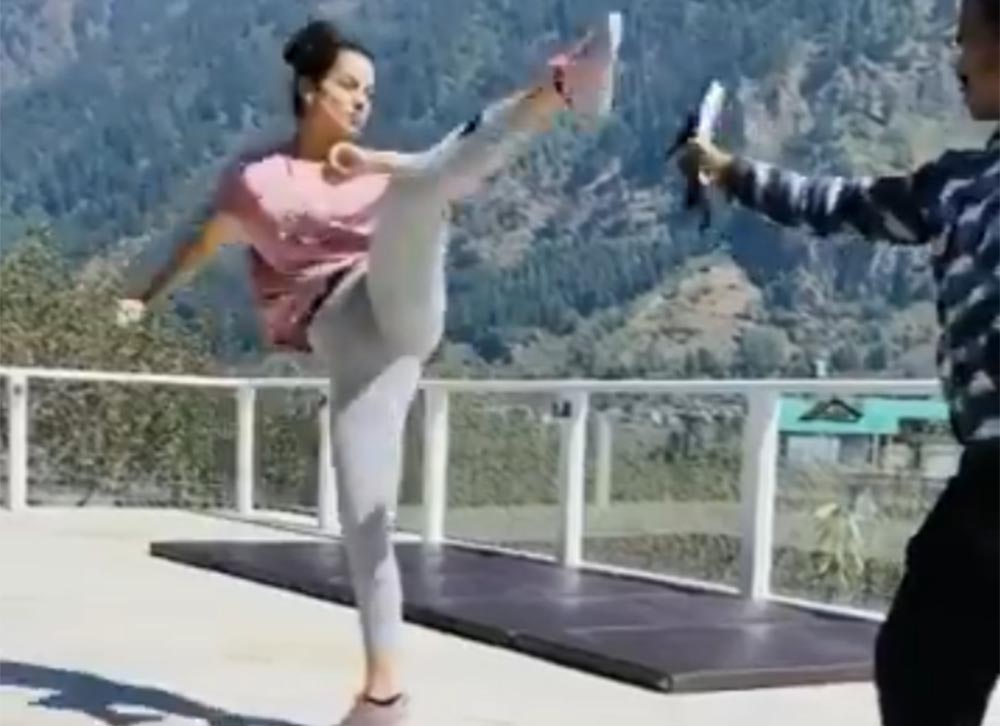 Kangana posts videos of action training for her upcoming films Tejas, Dhakaad