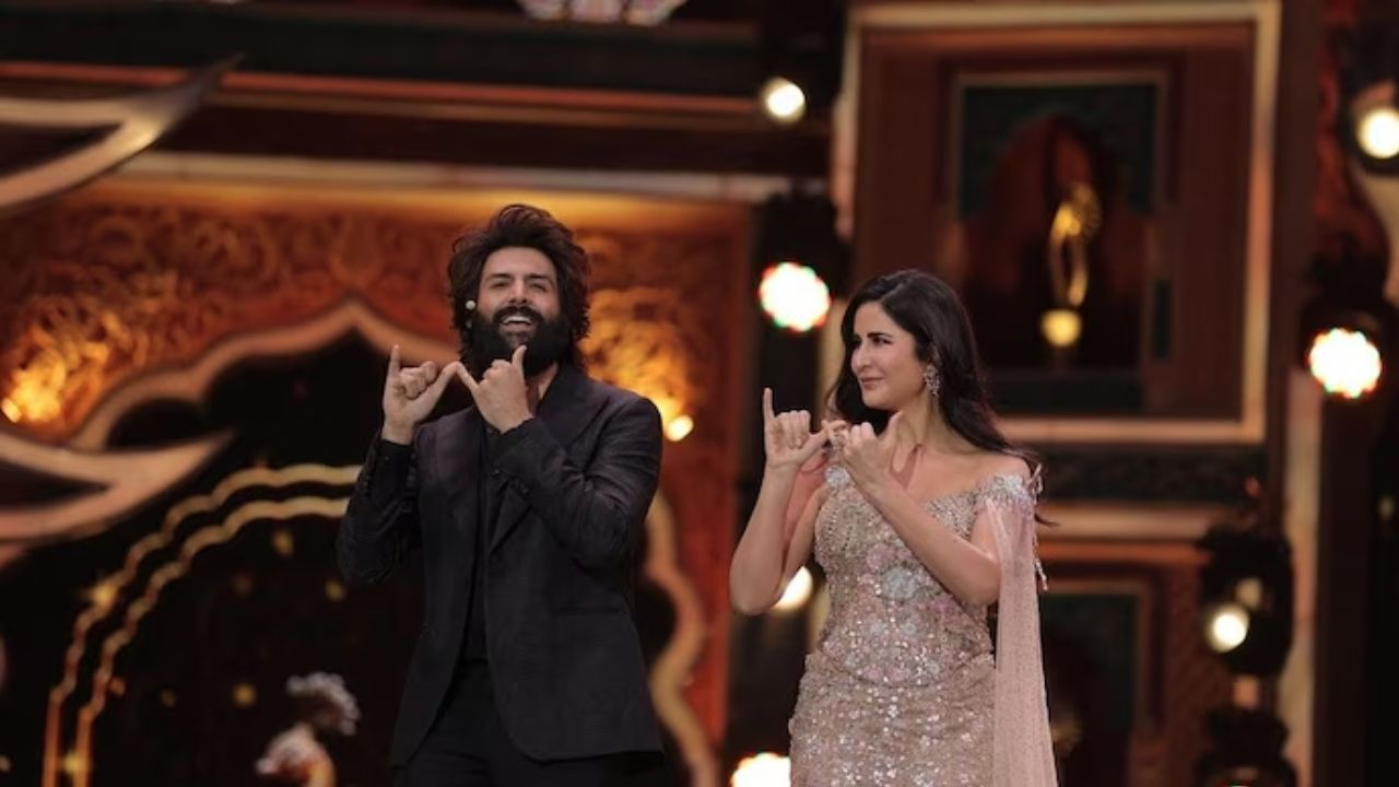 Katrina Kaif and Kartik Aaryan Groove to Bhool Bhulaiyaa 3’s Hare Krishna Hare Ram at IIFA 2025