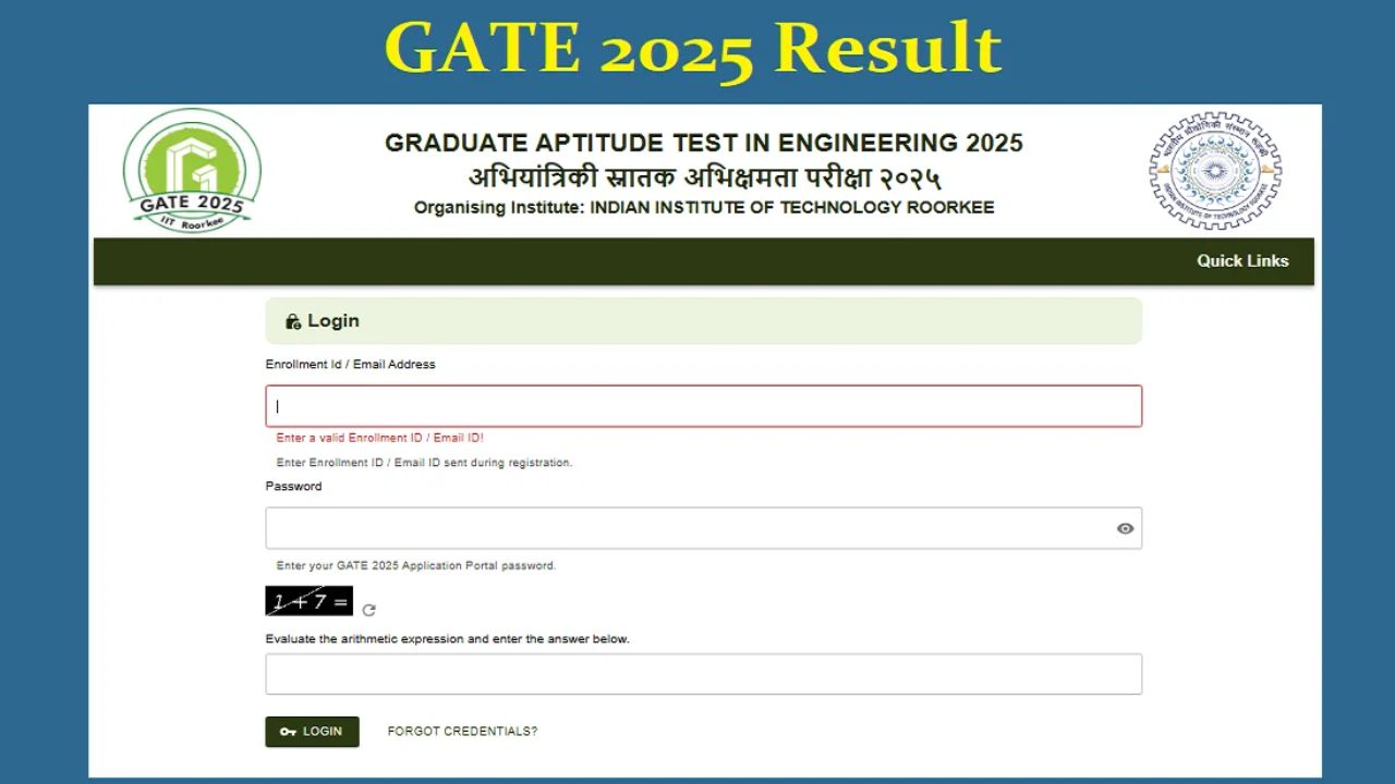 IIT GATE Results 2025 Declared at gate2025.iitr.ac.in – Direct Link and Steps to download