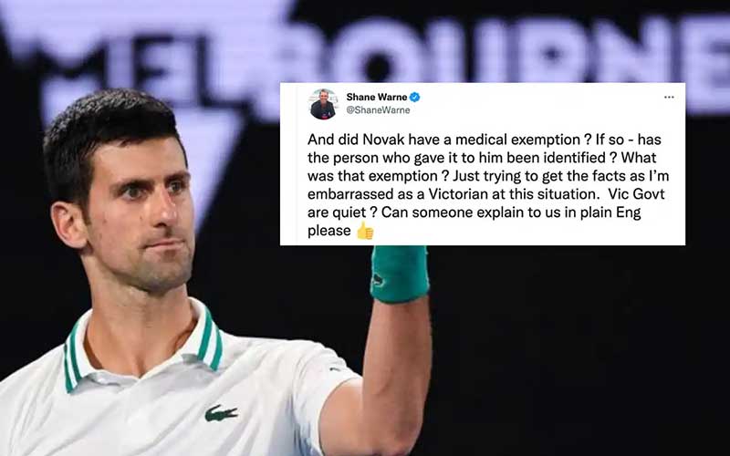 Shane Warne questions Novak Djokovic’s medical exemption