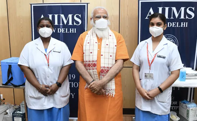 Prime Minister Modi gets the second dose of vaccine administered at AIIMS, Delhi