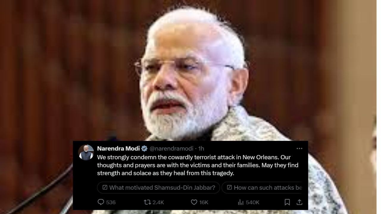PM Modi Condemns New Orleans Terror Attack on New Year’s Day, Expresses Solidarity with Victims