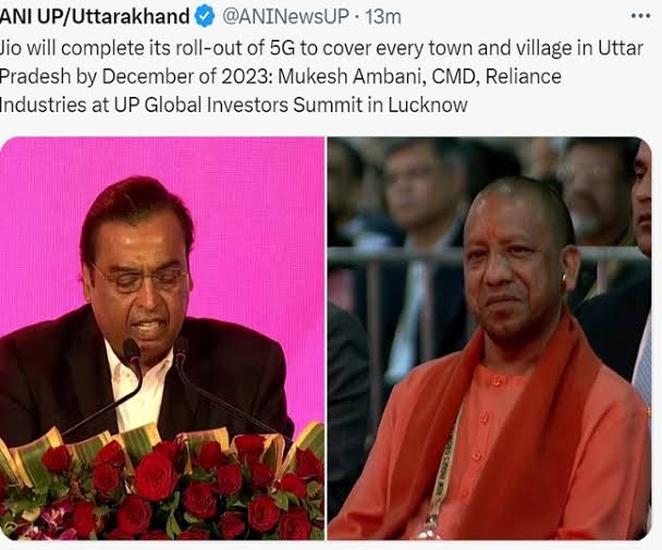 Mukesh Ambani at UP Global Investor Summit-2023 : Development flowing from Gorakhpur to Noida under the government of Yogi Adityanath