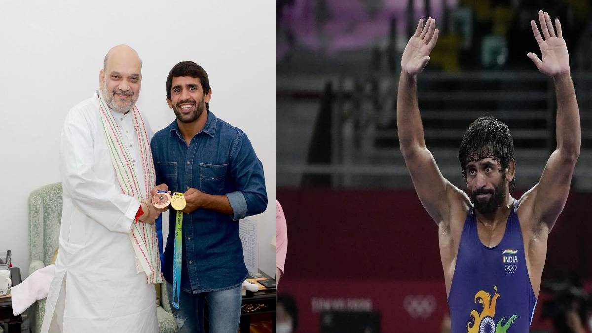 Bajrang Punia met Amit Shah after winning the bronze medal in the World Wrestling Championship
