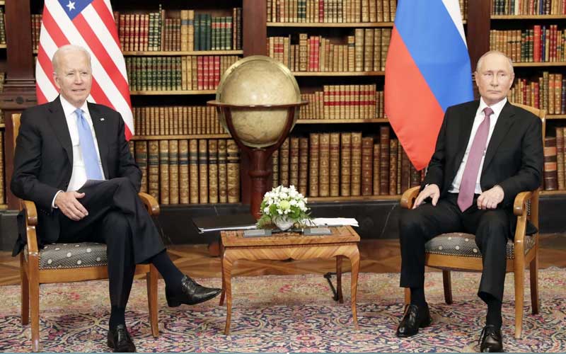 Putin and Biden shake hands prior to the Geneva summit