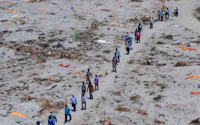 As Ganga waters rise, dead bodies emerge in Prayagraj, Uttar Pradesh