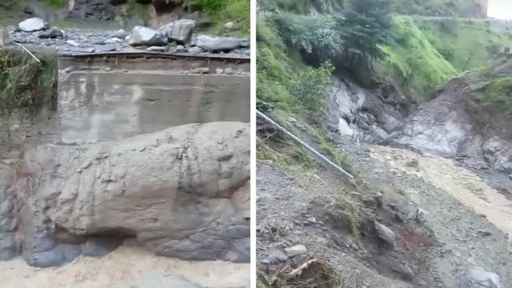 Bridge collapses after landslide in Himachal Pradesh's Chamba, traffic stalled