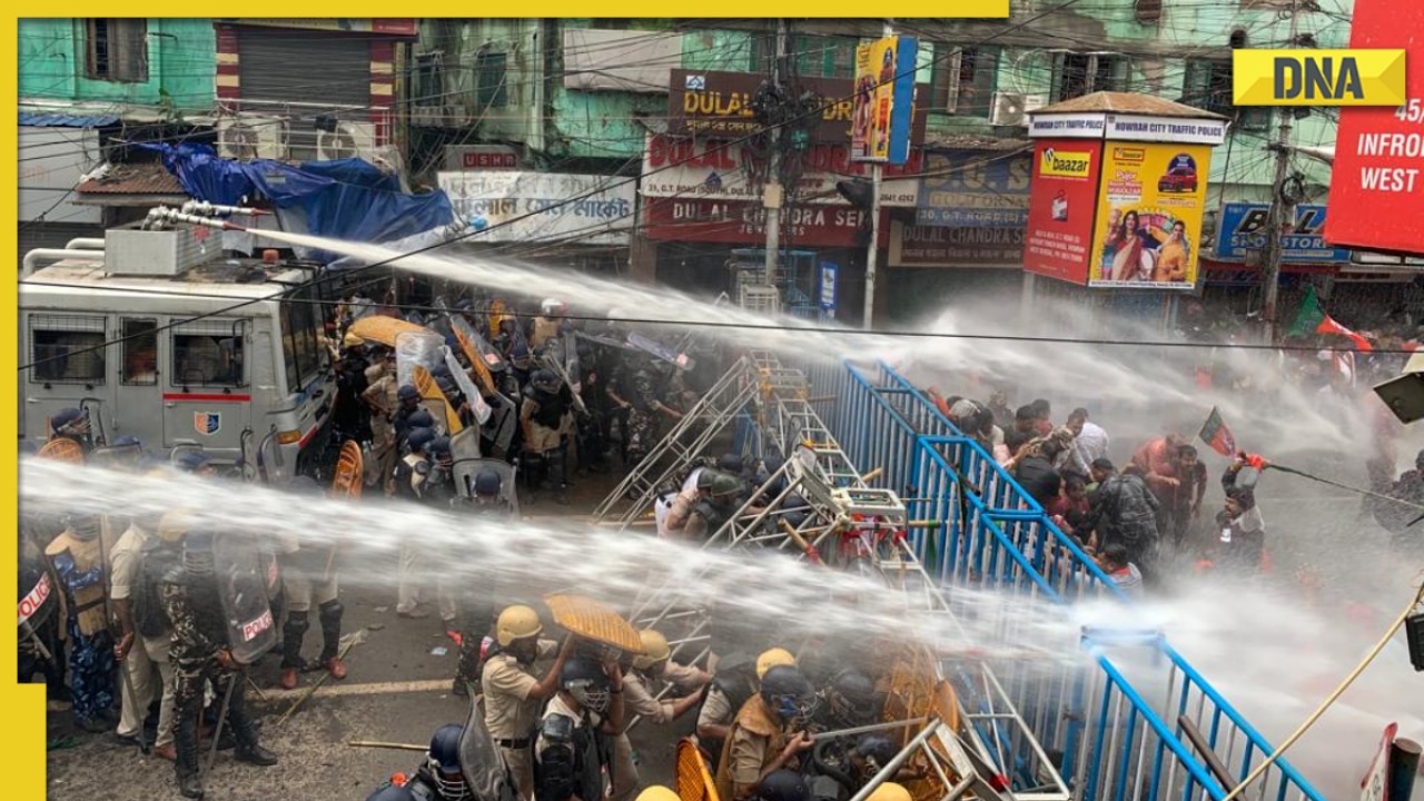 Lathi charge on BJP workers in Bengal: Barricades erected, water cannons fired, Shubhendu in custody to prevent them from going to secretariat march